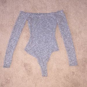 GARAGE grey off the shoulder bodysuit